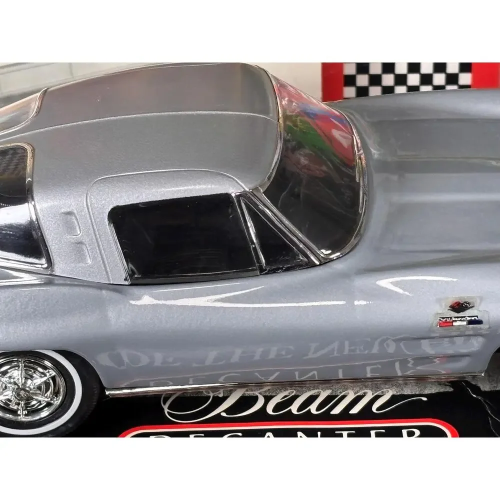 1963 Silver Corvette Stingray Decanter Jim Beam Special New York Edition Empty